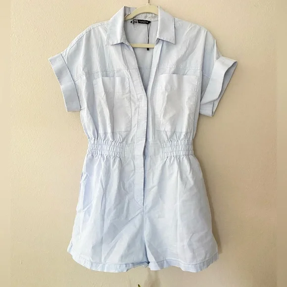 Zara Oxford Blue Playsuit/Romper - Picture 4 of 9